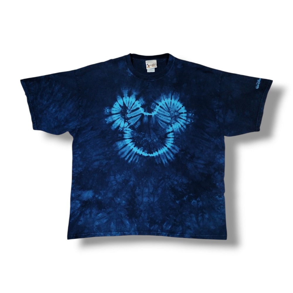 Vintage Walt Disney World Mickey Mouse Blue‎ Tie Dye T-Shirt Unisex Size 2XL
